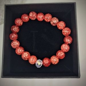 Unique Coral Glass Bead Bracelet